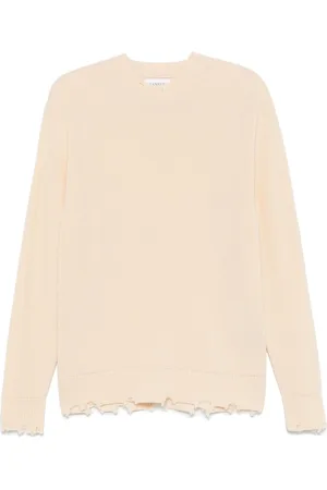 LANEUS Distressed crew-neck sweater