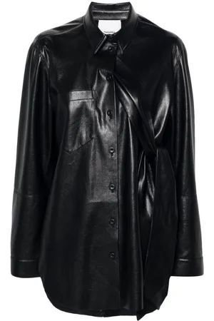Nanushka Detachable-straps faux-leather shirt