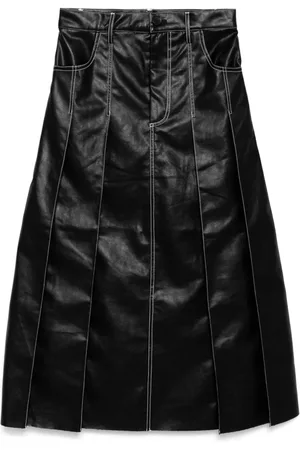 B+AB Contrast stitching midi skirt