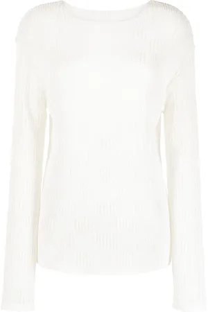 Low Classic Semi-sheer textured cotton knitted top