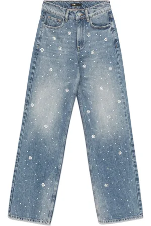 Maje Wide-leg embroidered jeans