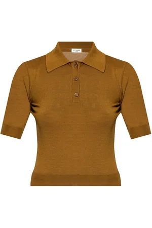 Saint Laurent Cassandre-embroidery polo top