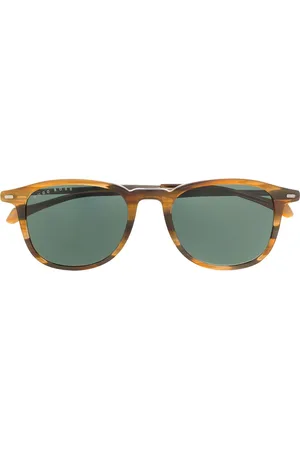 HUGO BOSS Tortoiseshell round-frame sunglasses
