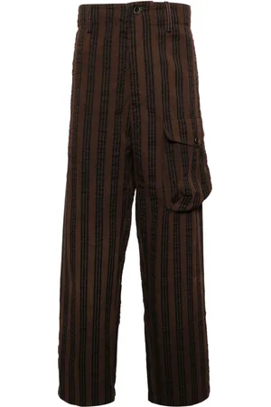 UMA WANG Vertical-stripe drop-crotch trousers