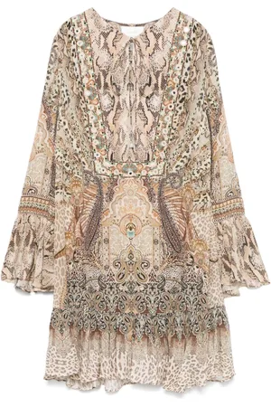 Camilla Frilled long-sleeves mini dress