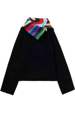 Puccini Iride-print trim velvet sweater