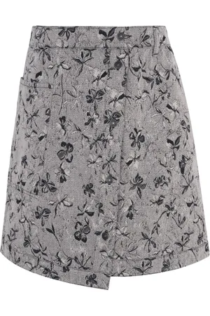 PORTS 1961 Floral-jacquard denim skirt