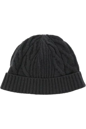 N.PEAL Cable ribbed beanie hat