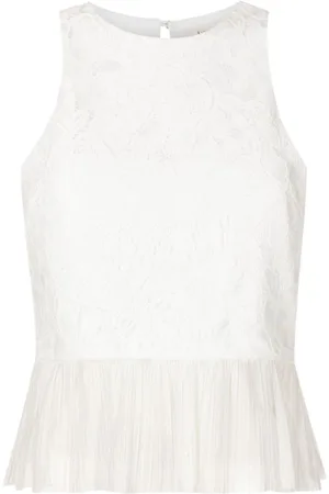 Lethicia Bronstein Ruffle sleeveless lace blouse