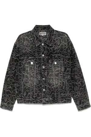 A Bathing Ape Logo-embroidered denim jacket