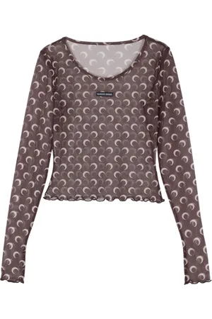 Marine Serre Moon-print mesh crop top