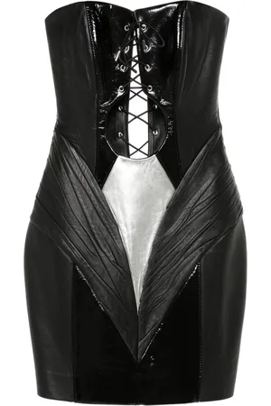 MITILIANE COUTURE Leather lace-up mini dress