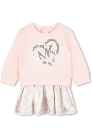 Michael Kors Embroidered-logo pleated dress