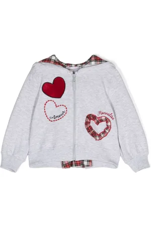 MONNALISA Heart-motif zip-up hoodie