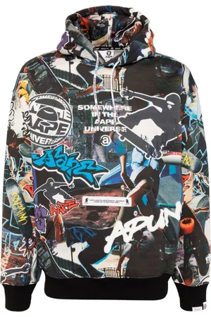 A Bathing Ape Moonface-logo graffiti-print hoodie