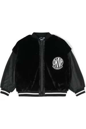 DKNY Logo-appliqué fax-fur bomber jacket
