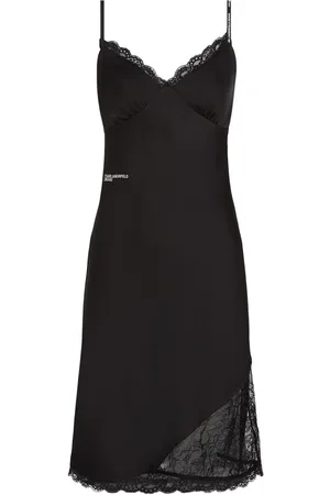 Karl Lagerfeld Lace-panels satin dress