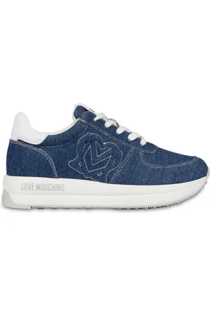 Moschino Logo-embroidered denim sneakers