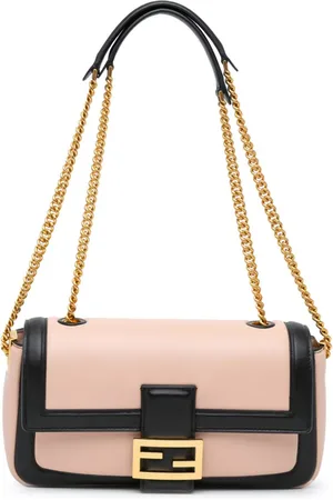 Fendi 2010-2023 Bicolor Leather Chain Midi baguette shoulder bag