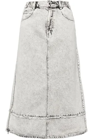 Izzue Washed denim midi skirt