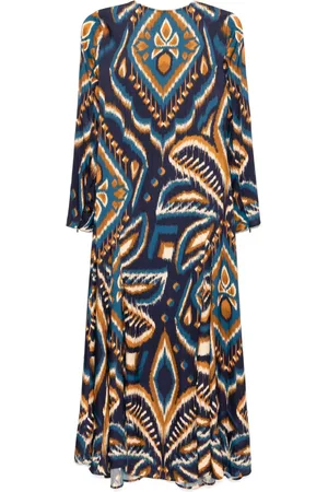 Farm Rio Long sleeve satin maxi dress