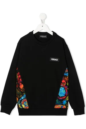 VERSACE Logo-patch cotton sweatshirt