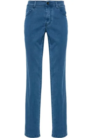 CANALI Logo-patch mid-rise jeans