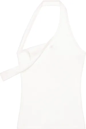 Courrèges Asymmetric ribbed-knit tank top