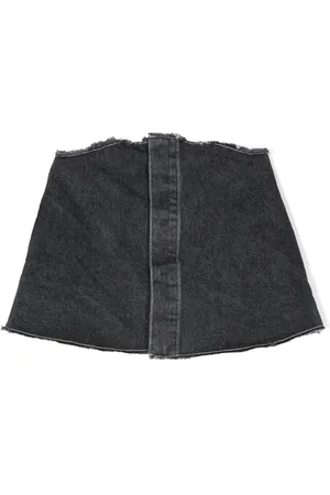 DOUUOD KIDS Raw-cut edge denim top