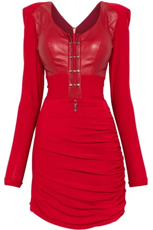 MITILIANE COUTURE Piercing-details leather-panel mini dress