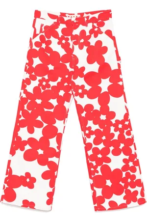 Marni Floral-print gabardine trousers