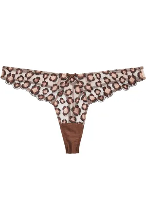 FLEUR DU MAL Leopard-embroidered thong