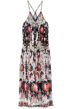 Farm Rio Pleated sleeveless midi dress