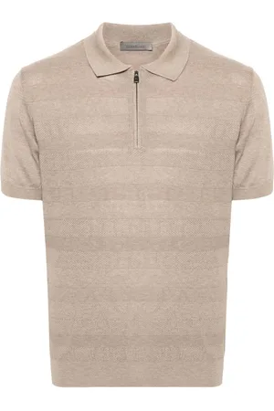 corneliani Ribbed-knit polo shirt