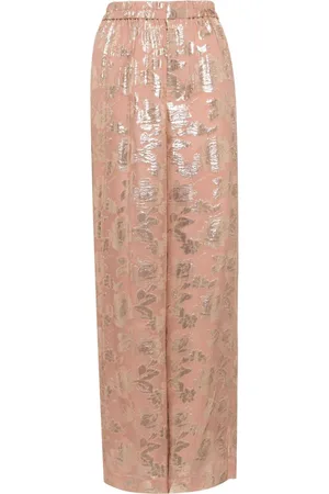 BIYAN Floral-jacquard trousers