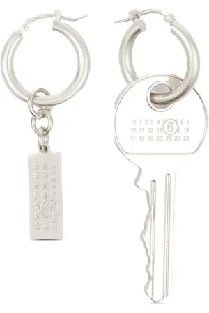 Maison Margiela Tag and Key pendant hoop drop earrings