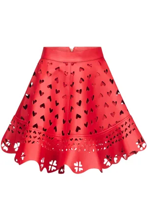AREA Laser-cut leather miniskirt