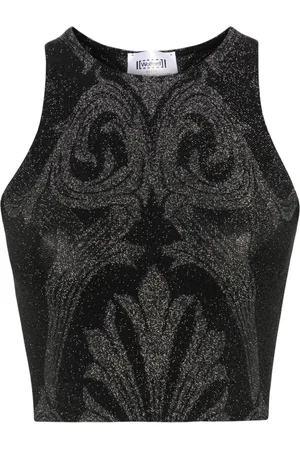 Wolford X ETRO floral-jacquard metallic crop top