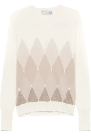 BALLANTYNE Diamond-pattern V-neck sweater