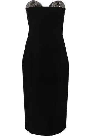 GENNY Sequin-detailed strapless midi dress