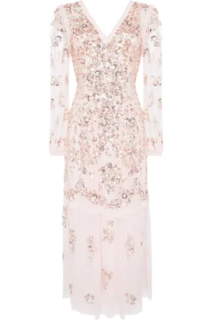 Needle & Thread Sequin chain V-neck gown
