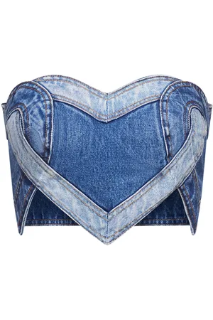 AREA Patchwork heart-motif denim bandeau