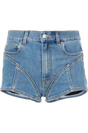 MUGLER Bi-material denim shorts