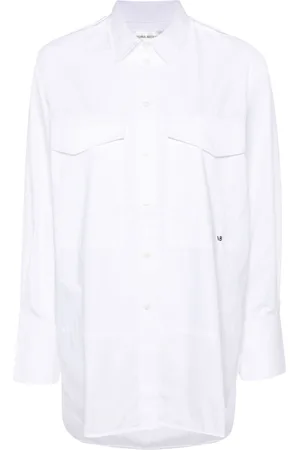 Victoria Beckham Logo-embroidered cotton shirt