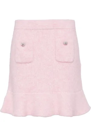 Self-Portrait Fluffy rib-knit mini skirt