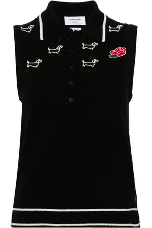 Thom Browne Hector-embroidered virgin wool top