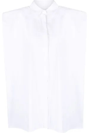 Calcaterra Padded-shoulder sleeveless cotton shirt
