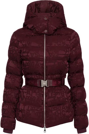 Elisabetta Franchi Jacquard logo belted puffer coat