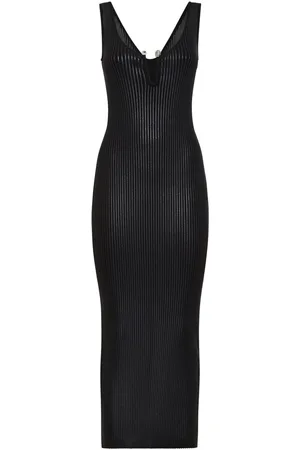 Philipp Plein Coated ribbed-knit midi dress
