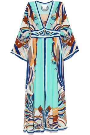 Camilla Shirring-detailed flared-sleeves maxi dress